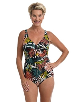 Shirred Front Surplice One Piece Swimsuit