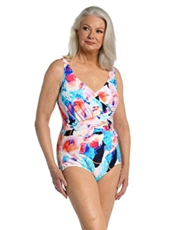 Shirred Front Surplice One Piece Swimsuit