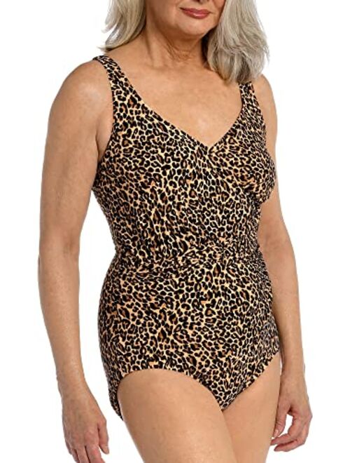 Maxine Of Hollywood Shirred Front Surplice One Piece Swimsuit