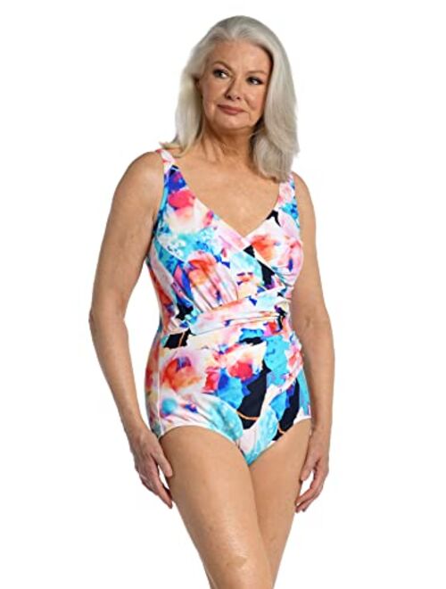 Maxine Of Hollywood Shirred Front Surplice One Piece Swimsuit