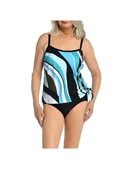 Scoop Neck Faux Side Tie One Piece Swimsuit