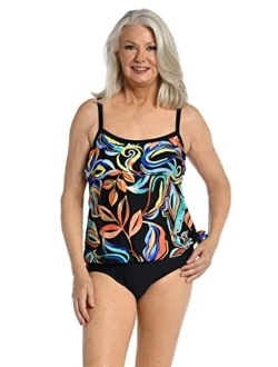 Scoop Neck Faux Side Tie One Piece Swimsuit