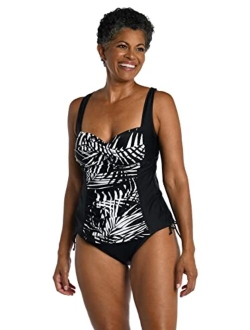 Over The Shoulder Shirred Tankini Swimsuit Top