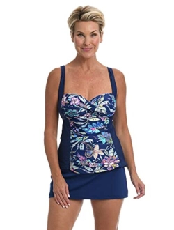 Over The Shoulder Shirred Tankini Swimsuit Top