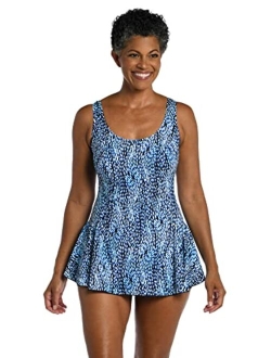 Women's Seam Front Swim Dress One Piece Swimsuit