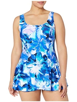 Women's Seam Front Swim Dress One Piece Swimsuit