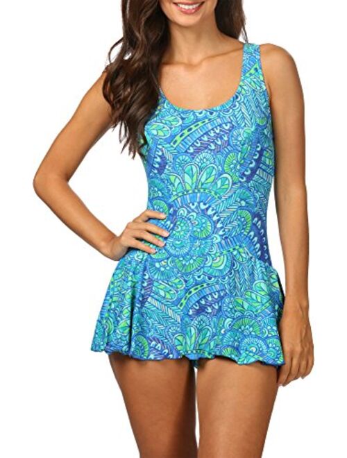 Maxine Of Hollywood Women's Seam Front Swim Dress One Piece Swimsuit