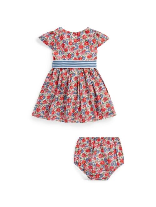 POLO RALPH LAUREN Baby Girls Floral Cotton Poplin Dress and Bloomer, 2 Piece Set