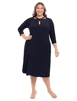 Women's Cut Out Neckline A-line Jersey Dress