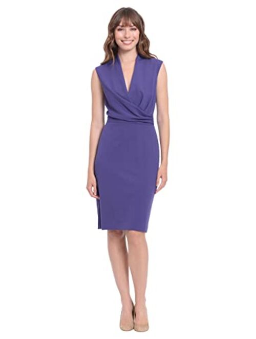 London Times Women's Sleeveless V-Neck Sheath Dress