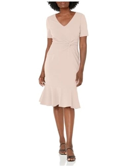 Women's V-Neck Twist Midi with Flounce