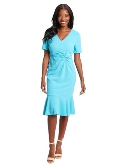 Women's V-Neck Twist Midi with Flounce