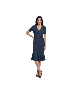 Women's V-Neck Twist Midi with Flounce