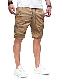 JMIERR Mens Casual Shorts - Cotton Drawstring Summer Beach Stretch Twill Chino Golf Shorts