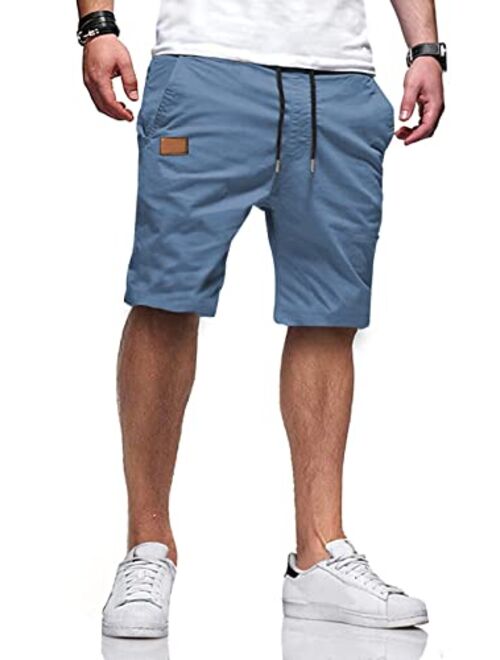 JMIERR Mens Casual Shorts - Cotton Drawstring Summer Beach Stretch Twill Chino Golf Shorts