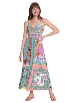 Women's Floral Printed Cami Maxi Dress with Slit