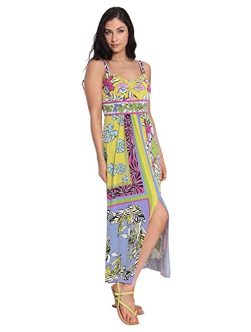 London Times Women's Floral Printed Cami Maxi Dress with Slit