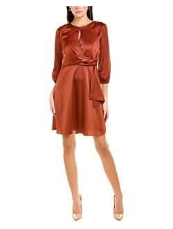 Women's Twist Waist Detail Dress with Front Neck Keyhole