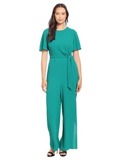 womens Flattering Flutter Sleeve Side Tie Jumpsuit Guest of Career Event Occasion