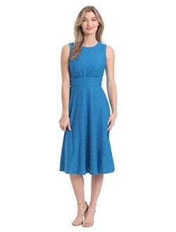 Women's Inset Waist Midi Dress Career Office Occasion Guest of