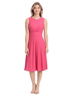 Women's Inset Waist Midi Dress Career Office Occasion Guest of