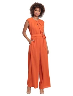 womens Pleat Neck Jumpsuit