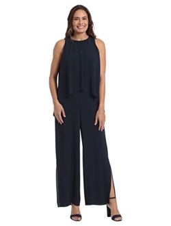 womens Jewel Neck High Low Popover Jumpsuit