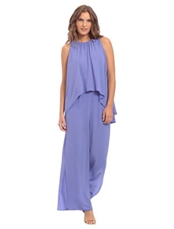 womens Jewel Neck High Low Popover Jumpsuit