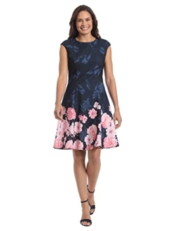 Women's Perfect Versatile Scuba Crepe Fit & Flare Dress Event Guest of Occasion Office Career