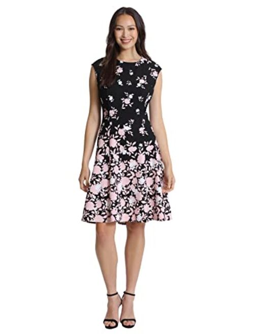 London Times Women's Perfect Versatile Scuba Crepe Fit & Flare Dress Event Guest of Occasion Office Career