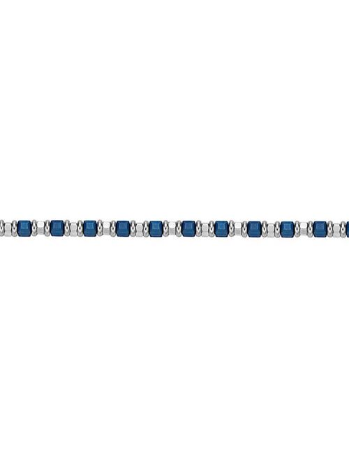 Men's LYNX Two-Tone Stainless Steel Blue Ion Plated Bead Chain Bracelet