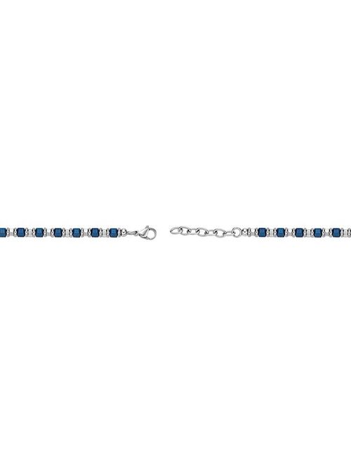 Men's LYNX Two-Tone Stainless Steel Blue Ion Plated Bead Chain Bracelet