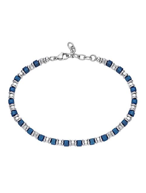 Men's LYNX Two-Tone Stainless Steel Blue Ion Plated Bead Chain Bracelet