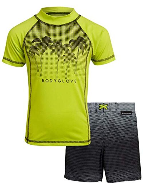 Body Glove Boys' Rash Guard Set - 2 Piece UPF 50+ Swim Shirt and Bathing Suit (4-12)