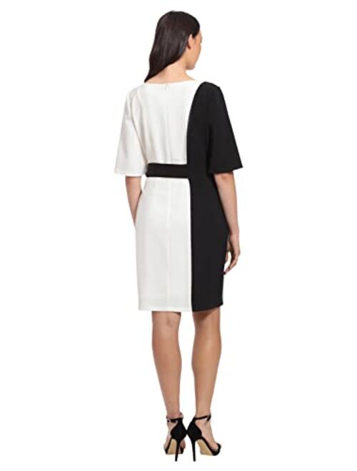 London Times Women's Color Block Side Tie Sheath Dress