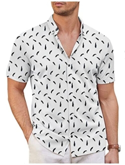 Men's Casual Button Down Shirt Summer Short Sleeve Wrinkle Free Shirt