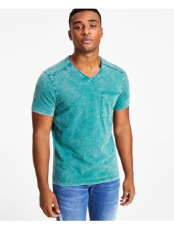 Men's Acid Frayed V-Neck T-Shirt, Created for Macy's