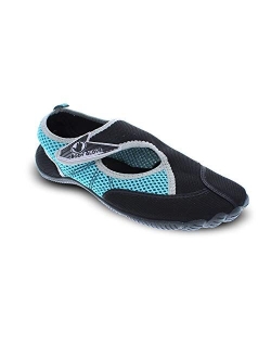 Water Shoes for Women (Lake, Aerobics, Swimming, Aqua Sports, Beach, Womens Water Shoes) Black and Oasis Blue Horizon Aqua Shoes for Women