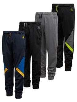 Boys Sweatpants 4 Pack Basic Active Tricot Joggers (Size: 8-18)