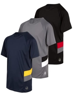 Boys' Athletic T-Shirt - 3 Pack Active Performance Dry Fit Sports Tee (8-18)