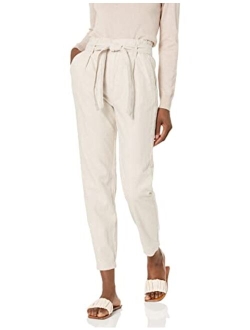 Women's Belted Pleat High Rise Tapered Leg Pant