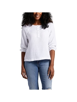 Women's Textured Henley Blouse