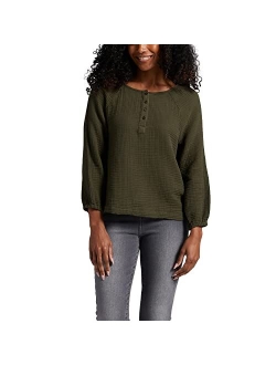 Women's Textured Henley Blouse