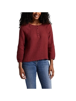 Women's Textured Henley Blouse