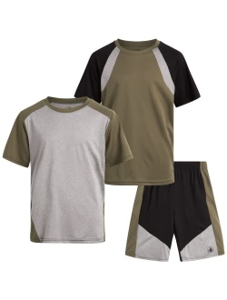 Boys Active Shorts Set 3 Piece Performance T-Shirt, Tank Top, Shorts (8-14)