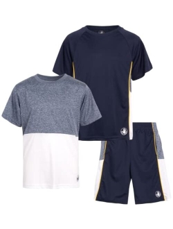 Boys Active Shorts Set 3 Piece Performance T-Shirt, Tank Top, Shorts (8-14)