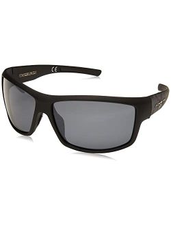Men's Huntington Beach Sunglasses Polarized Wrap, Matte Black Rubberized, 61 mm