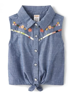 Girls' and Toddler Embroidered Graphic Sleeveless T-Shirts