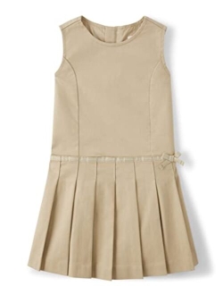 Girls and Toddler Sleeveless Twill Pleated Jumper Dress