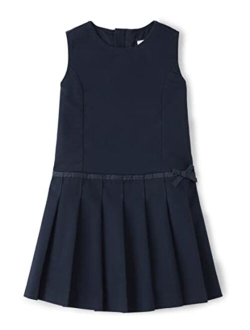 Girls and Toddler Sleeveless Twill Pleated Jumper Dress